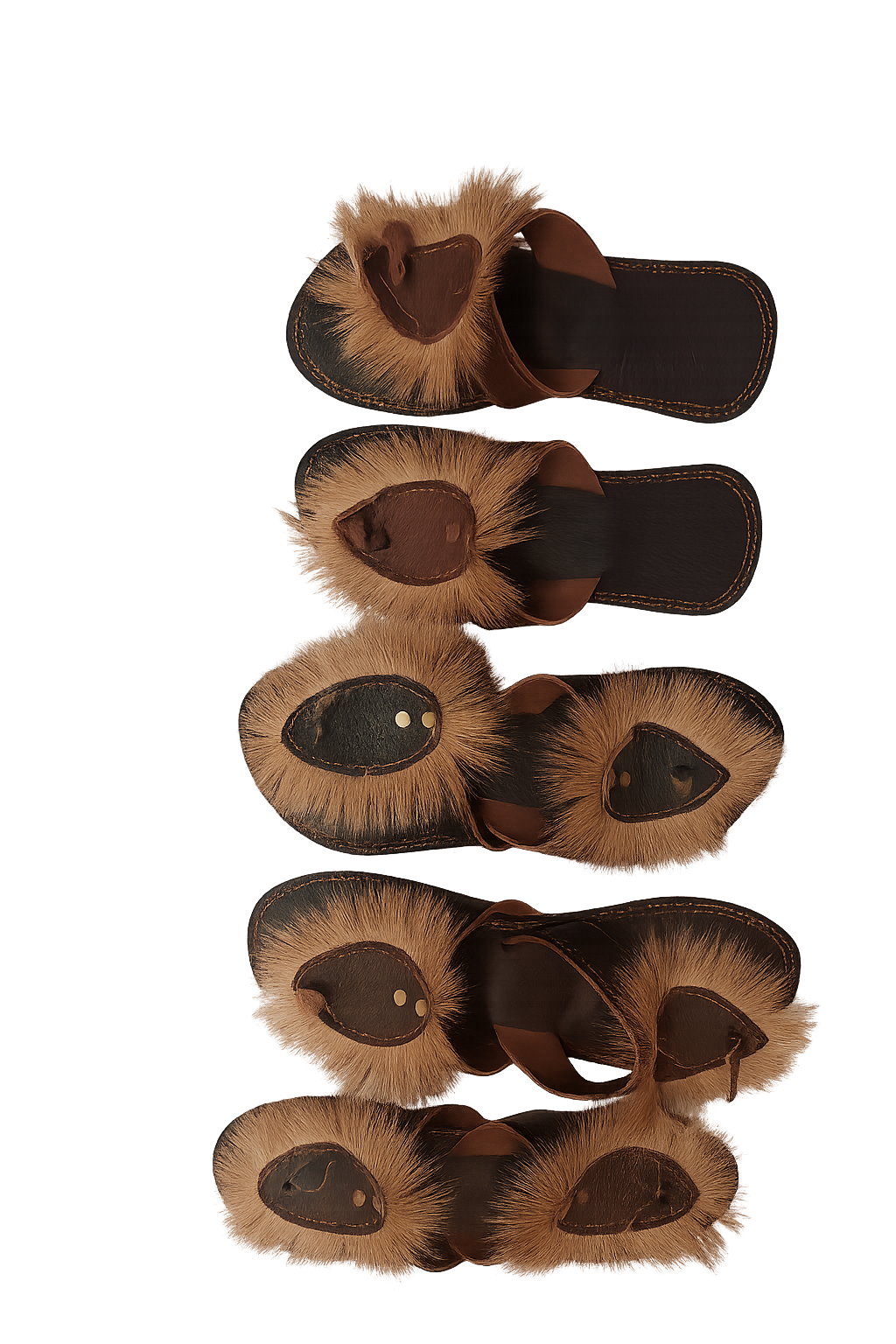 African Handcrafted Leather Sandals with Natural Fur – Premium Traditional Design